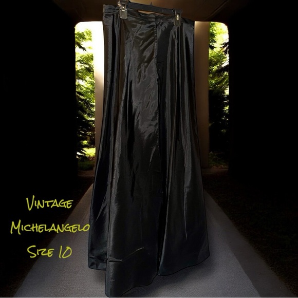 Michelangelo Vintage Skirt Formal Black Satin Maxi Classic Glamour Women’s 10 - Picture 13 of 16